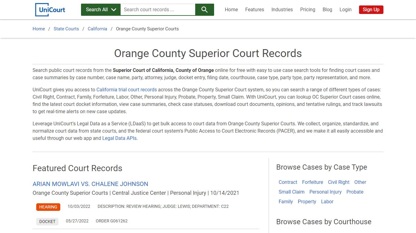 Orange County Superior Court Records | California | UniCourt